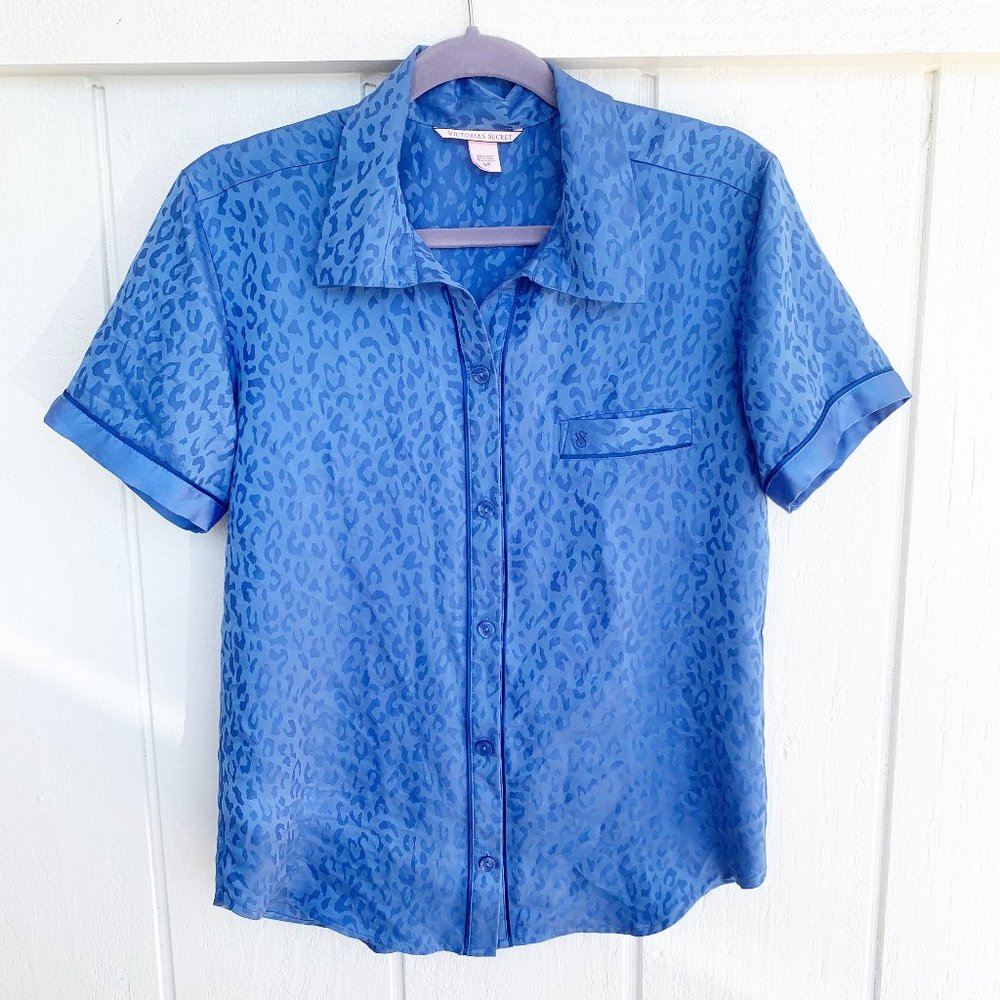Victoria's Secret Blue Satin Sleep Shirt S